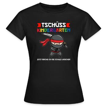 Schulkind Ninja Schulbeginn Geschenk - Frauen T-Shirt - Schwarz - Vorne - AI Model Female 172 dark (172cm)