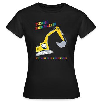 Schulkind Bagger Schulbeginn Geschenk - Frauen T-Shirt - Schwarz - Vorne - AI Model Female 172 dark (172cm)
