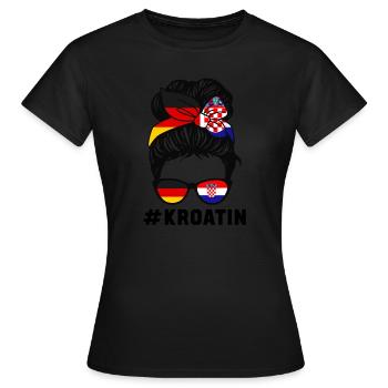 Deutsche Kroatin Deutsche Flagge Geschenk - Frauen T-Shirt - Schwarz - Vorne - AI Model Female 172 dark (172cm)