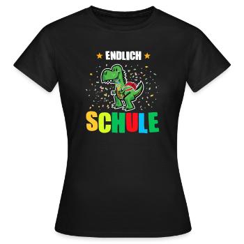 Schulkind Dino Schulbeginn Geschenk - Frauen T-Shirt - Schwarz - Vorne - AI Model Female 172 dark (172cm)