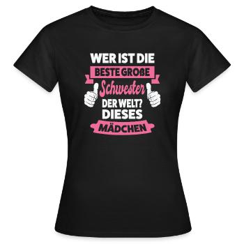 Große Schwester Familie Grosse Schwester Geschenk - Frauen T-Shirt - Schwarz - Vorne - AI Model Female 172 dark (172cm)