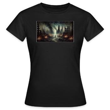 Post-apocalyptic ruins - Women's T-Shirt - black - Front - AI Model Female 172 dark (172cm)