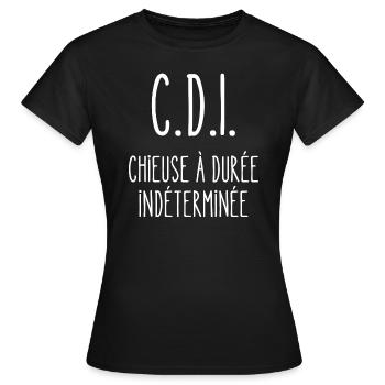 chieuse à durée indéterminée - T-shirt Femme - noir - Devant - AI Model Female 172 dark (172cm)