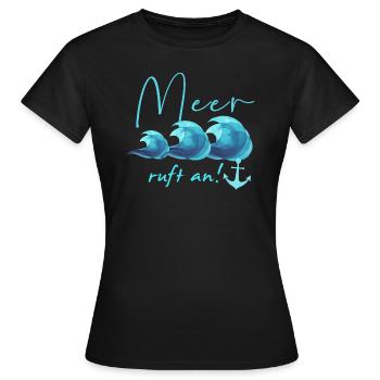 sea calls, sea, anchor, waves, sea, holiday - Women's T-Shirt - black - Front - AI Model Female 172 dark (172cm)
