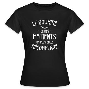 Le Sourire De Mes Patients, Ma Belle Récompense - T-shirt Femme - noir - Devant - AI Model Female 172 dark (172cm)