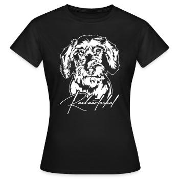 Rauhaarteckel Portrait Hunde Hund Wilsigns - Frauen T-Shirt - Schwarz - Vorne - AI Model Female 172 dark (172cm)