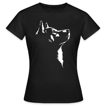 Shiba Inu Silhouette Hunde Hund Wilsigns - Frauen T-Shirt - Schwarz - Vorne - AI Model Female 172 dark (172cm)