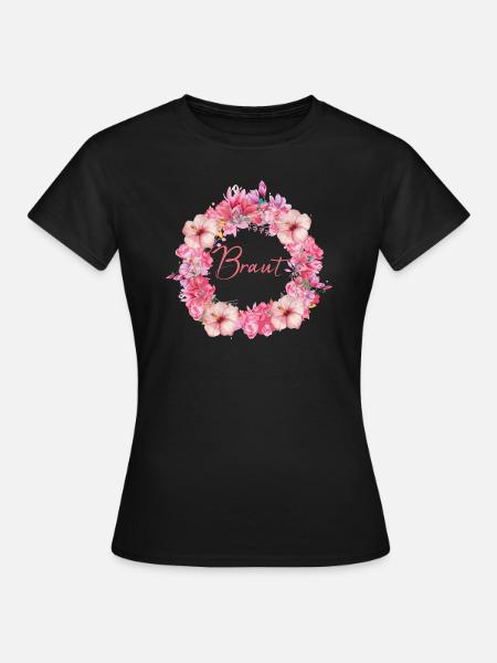 braut,blumen,blumenkranz,floral,magnolien - Frauen T-Shirt - Schwarz