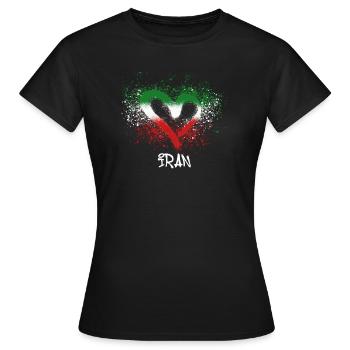 Iran,coeur,iran,drapeau,graffiti - T-shirt Femme - noir - Devant - AI Model Female 172 dark (172cm)