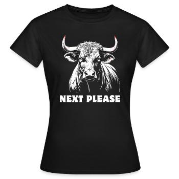 Taureau - Suivant s’il vous plaît - fier, sûr de lui - T-shirt Femme - noir - Devant - AI Model Female 172 dark (172cm)