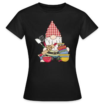 Bäcker Bäckerin Hobbybäcker Backen Wichtel Gnom - Frauen T-Shirt - Schwarz - Vorne - AI Model Female 172 dark (172cm)