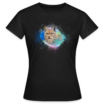 luchs,katze,malerei,aquarell,malerei - Frauen T-Shirt - Schwarz - Vorne - AI Model Female 172 dark (172cm)