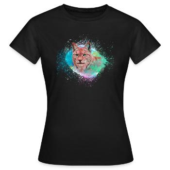 luchs,katze,malerei,aquarell,malerei - Frauen T-Shirt - Schwarz - Vorne - AI Model Female 172 dark (172cm)