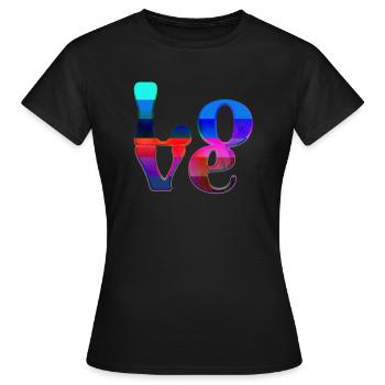 lgbt,love,font,chrome,colorful,love - Women's T-Shirt - black - Front - AI Model Female 172 dark (172cm)