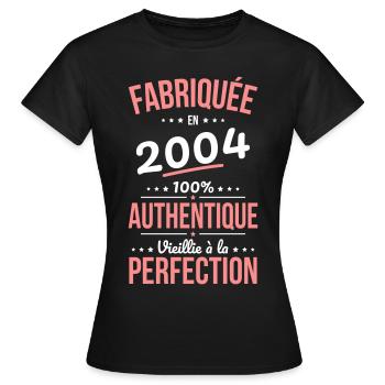 Anniversaire 20 ans - Fabriquée en 2004 - T-shirt Femme - noir - Devant - AI Model Female 172 dark (172cm)