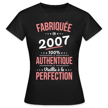 18th Birthday - Made in 2007 - Women's T-Shirt - black - Front - AI Model Female 172 dark (172cm)