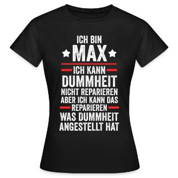 Max - Women's T-Shirt - black - Front - AI Model Female 172 dark (172cm)