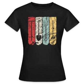 Outil de râteau fermier rétro Vintage fermier - T-shirt Femme - noir - Devant - AI Model Female 172 dark (172cm)