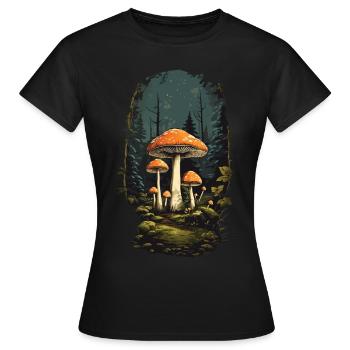 Vintage Pilz Wunder Fliegenpilz im Retro Stil - Frauen T-Shirt - Schwarz - Vorne - AI Model Female 172 dark (172cm)