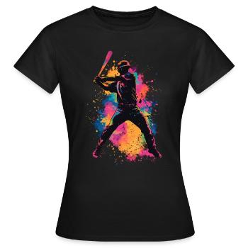 Bunter Baseball Spieler - Frauen T-Shirt - Schwarz - Vorne - AI Model Female 172 dark (172cm)