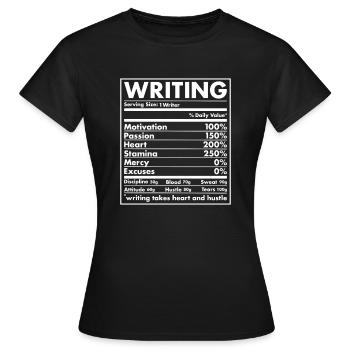 Writer Nutrition Writing - Women's T-Shirt - black - Front - AI Model Female 172 dark (172cm)