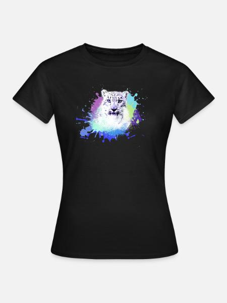 schneeleopard,katze,leopard, jaguar,bunt - Frauen T-Shirt - Schwarz