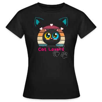 "Katzenliebhaber" - Frauen T-Shirt - Schwarz - Vorne - AI Model Female 172 dark (172cm)
