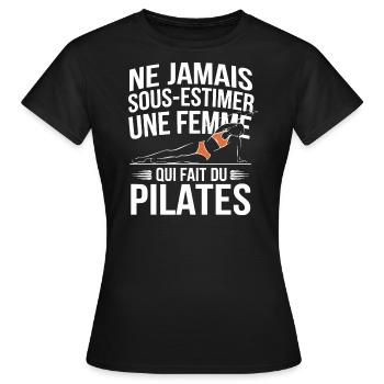 Pilates humour femme pilates - T-shirt Femme - noir - Devant - AI Model Female 172 dark (172cm)
