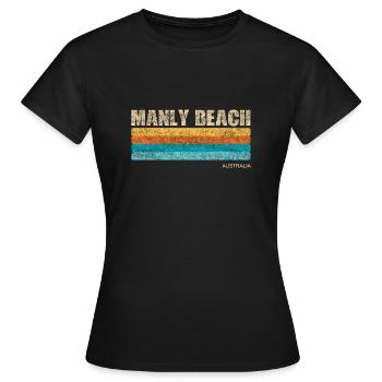 Manly Beach Australien Vintage Shirt - Frauen T-Shirt - Schwarz - Vorne - AI Model Female 172 dark (172cm)