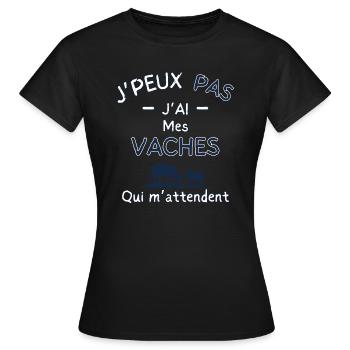 Ich kann nicht, ich habe meine Kühe, die auf mich warten - Frauen T-Shirt - Schwarz - Vorne - AI Model Female 172 dark (172cm)