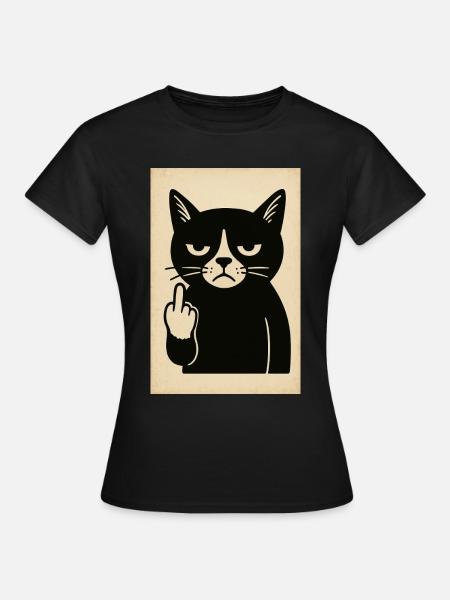 Mürrisch Kätzchen - Frauen T-Shirt - Schwarz
