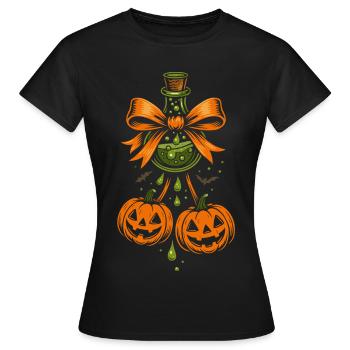 Potion magique d’Halloween aux citrouilles - T-shirt Femme - noir - Devant - AI Model Female 172 dark (172cm)