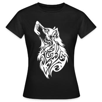Tatouage tribal de loup - T-shirt Femme - noir - Devant - AI Model Female 172 dark (172cm)