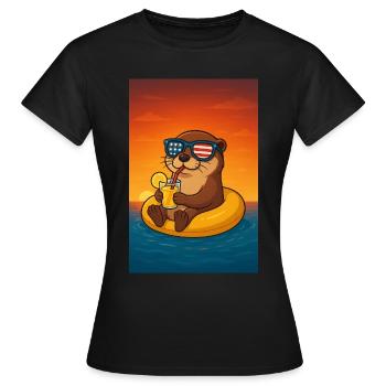 Monterey Bay aquarium loutre chemise loutre chemise loutre mer - T-shirt Femme - noir - Devant - AI Model Female 172 dark (172cm)