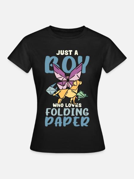 Junge liebt Origami Faltkunst - Frauen T-Shirt - Schwarz