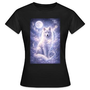 Mystic Wolf Moon Sticker Fantasy Animal Spiritual - Women's T-Shirt - black - Front - AI Model Female 172 dark (172cm)