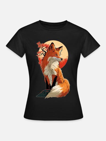 Renard Japon - T-shirt Femme - noir