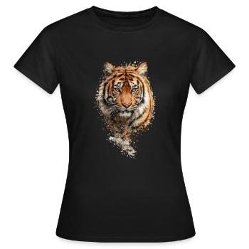 Fragment d’aquarelle de tigre - T-shirt Femme - noir - Devant - AI Model Female 172 dark (172cm)