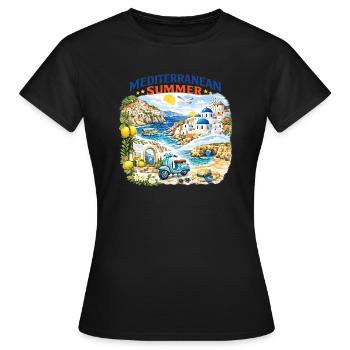 Mittelmeer-Sommer-Mosaik - Frauen T-Shirt - Schwarz - Vorne - AI Model Female 172 dark (172cm)