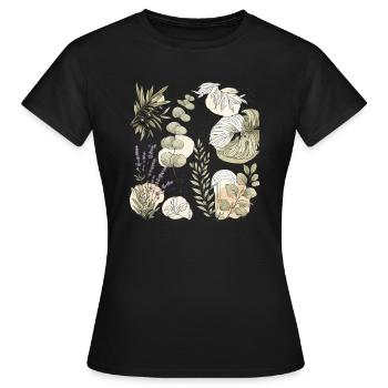 Natürliche Aquarellbotanik - Frauen T-Shirt - Schwarz - Vorne - AI Model Female 172 dark (172cm)