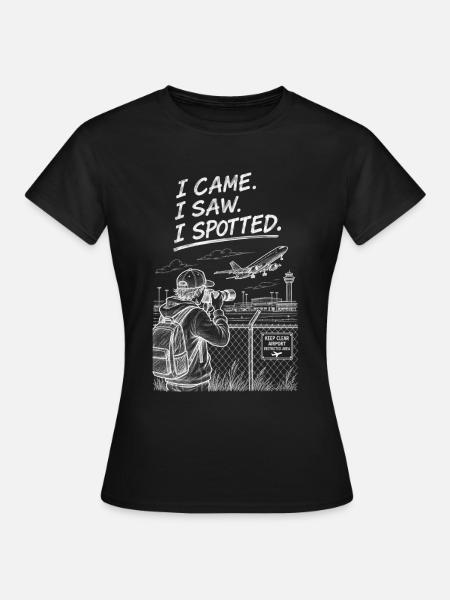 Ich kam, sah, entdeckte Flugzeuge - Frauen T-Shirt - Schwarz