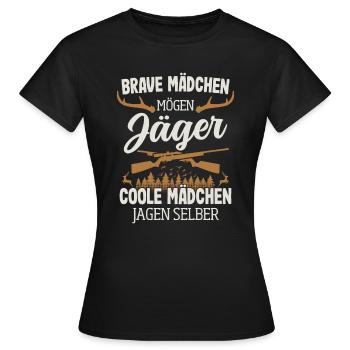 Jäger Mädchen Jagen Selber Hirsch Jagd Jägerin - Frauen T-Shirt - Schwarz - Vorne - AI Model Female 172 dark (172cm)