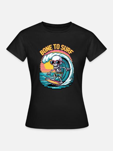 Bit Surfer Skull - Frauen T-Shirt - Schwarz