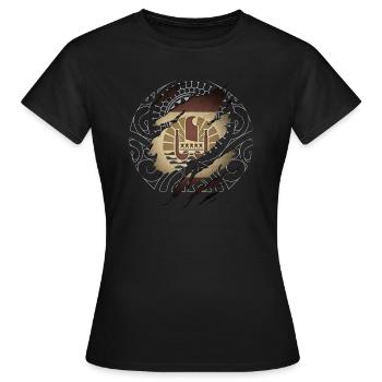 Drapeau Polynésie Française et tatouage polynesien - T-shirt Femme - noir - Devant - AI Model Female 172 dark (172cm)