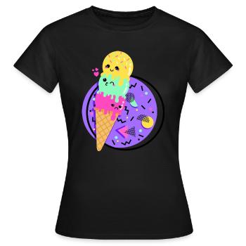 Cornet de glace Kawaii Style Retro Années 80 - T-shirt Femme - noir - Devant - AI Model Female 172 dark (172cm)