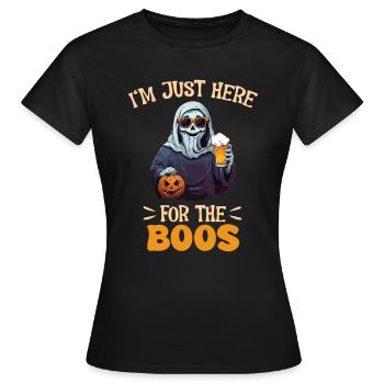 Je suis juste ici pour les huées en buvant de la bière Halloween - T-shirt Femme - noir - Devant - AI Model Female 172 dark (172cm)