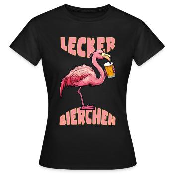 Lecker Bierchen X Flamingo mit Bier lustiges - Frauen T-Shirt - Schwarz - Vorne - AI Model Female 172 dark (172cm)