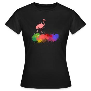 Flamingo Farbkleckse - Frauen T-Shirt - Schwarz - Vorne - AI Model Female 172 dark (172cm)