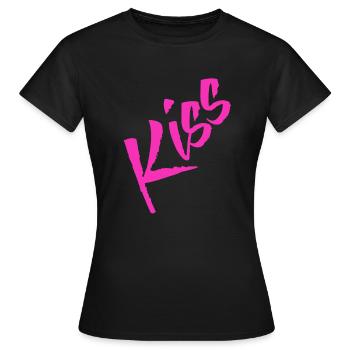 Kiss Kuss Küssen Kisses - Frauen T-Shirt - Schwarz - Vorne - AI Model Female 172 dark (172cm)