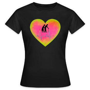 Care with heart nurse ba - Women's T-Shirt - black - Front - AI Model Female 172 dark (172cm)